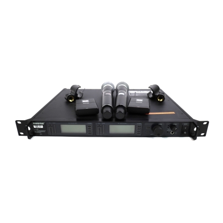Shure UR4D H4 Receiver, UR1 & UR2 Transmitters, Wireless Microphone Pkg